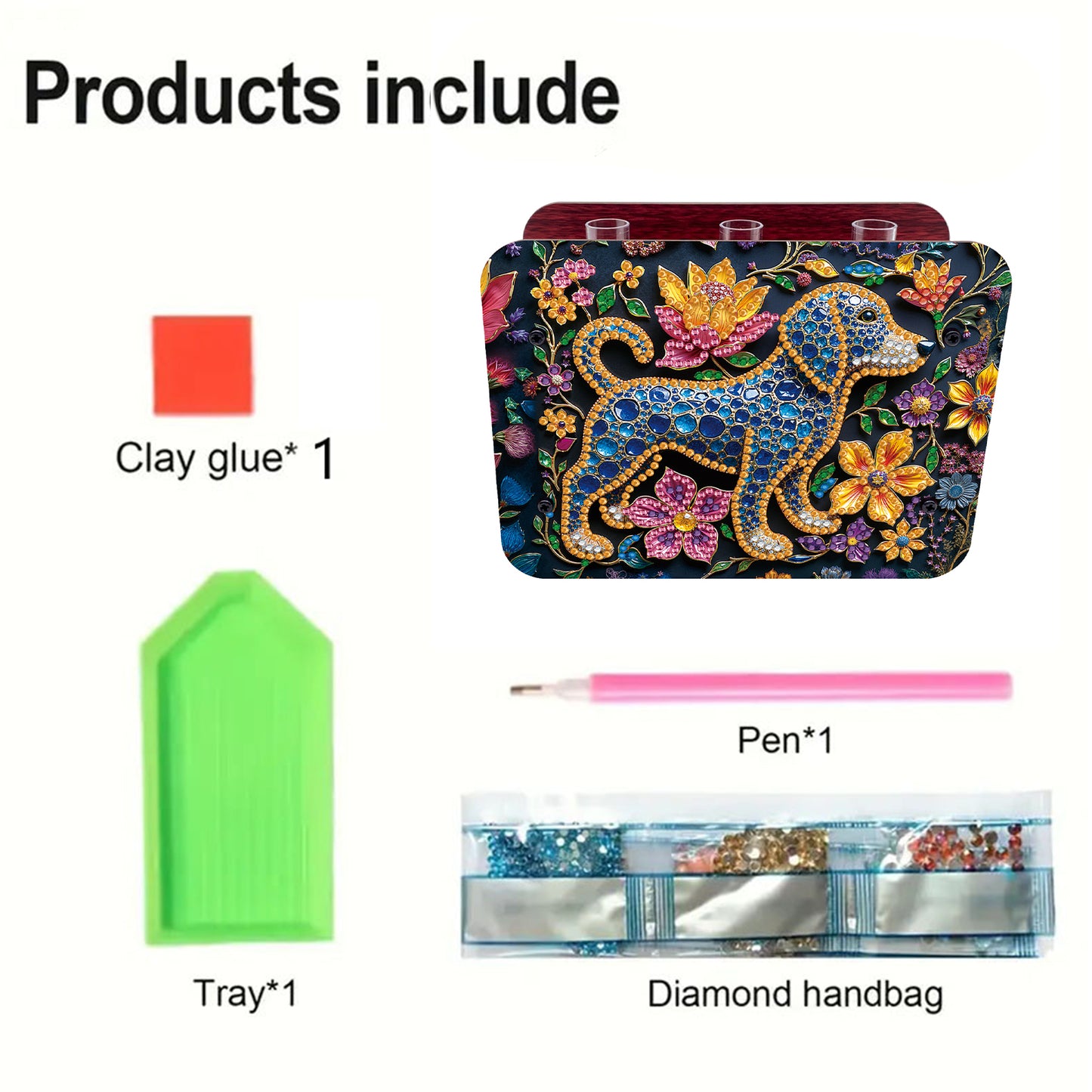 Gem Dog DIY Diamond Painting Wooden Tube Vase for Adults Gift Idea Home Decor