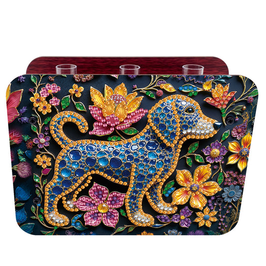 Gem Dog DIY Diamond Painting Wooden Tube Vase for Adults Gift Idea Home Decor