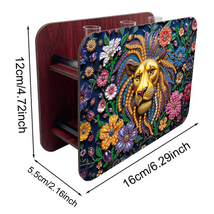 Gem Lion DIY Diamond Painting Wooden Tube Vase for Adults Gift Idea Home Decor