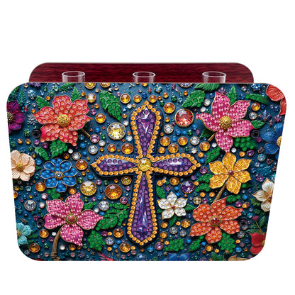 Gem Cross DIY Diamond Painting Wooden Tube Vase for Adults Gift Idea Home Decor