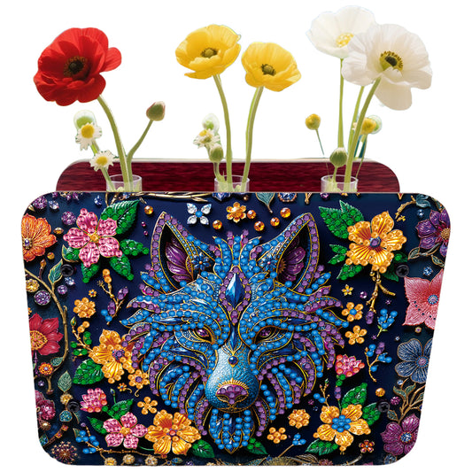 Gem Wolf DIY Diamond Painting Wooden Tube Vase for Adults Gift Idea Home Decor