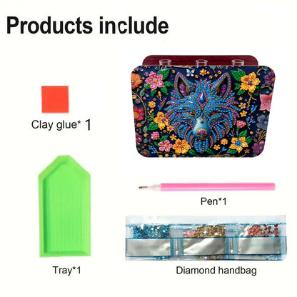 Gem Wolf DIY Diamond Painting Wooden Tube Vase for Adults Gift Idea Home Decor