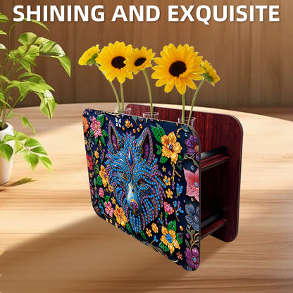 Gem Wolf DIY Diamond Painting Wooden Tube Vase for Adults Gift Idea Home Decor