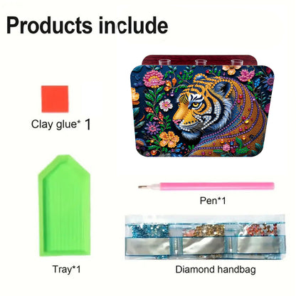 Gem Tiger DIY Diamond Painting Wooden Tube Vase for Adults Gift Idea Home Decor