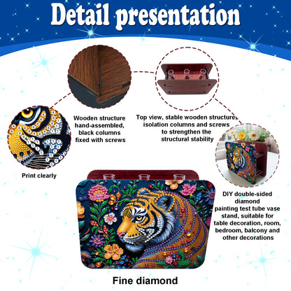 Gem Tiger DIY Diamond Painting Wooden Tube Vase for Adults Gift Idea Home Decor