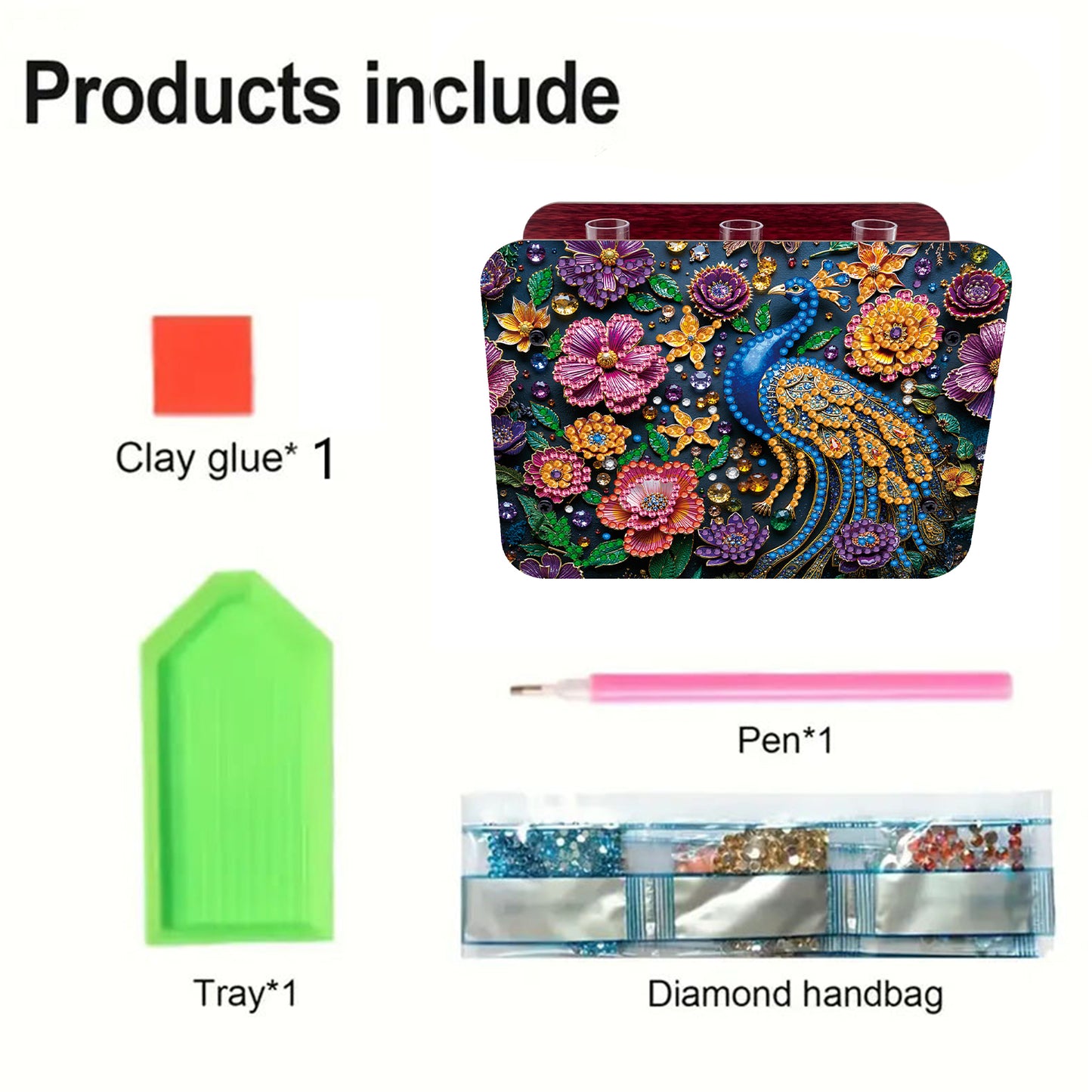 Gem Peacock DIY Diamond Painting Wooden Tube Vase for Adults Gift Home Decor