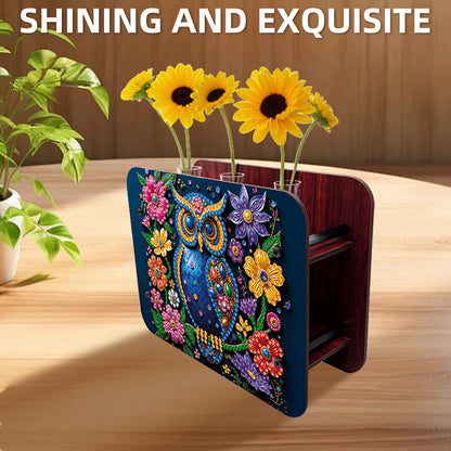 Gem Owl DIY Diamond Painting Wooden Tube Vase for Adults Gift Idea Home Decor