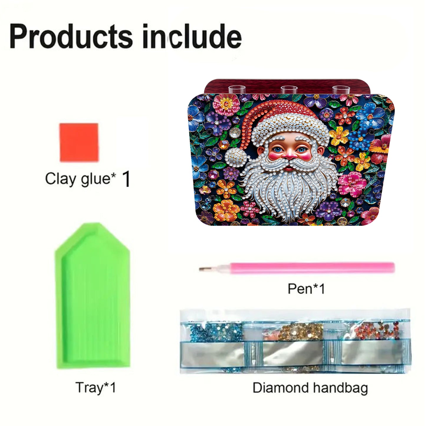 Santa Claus DIY Diamond Painting Wooden Tube Vase for Adults Gift Home Decor