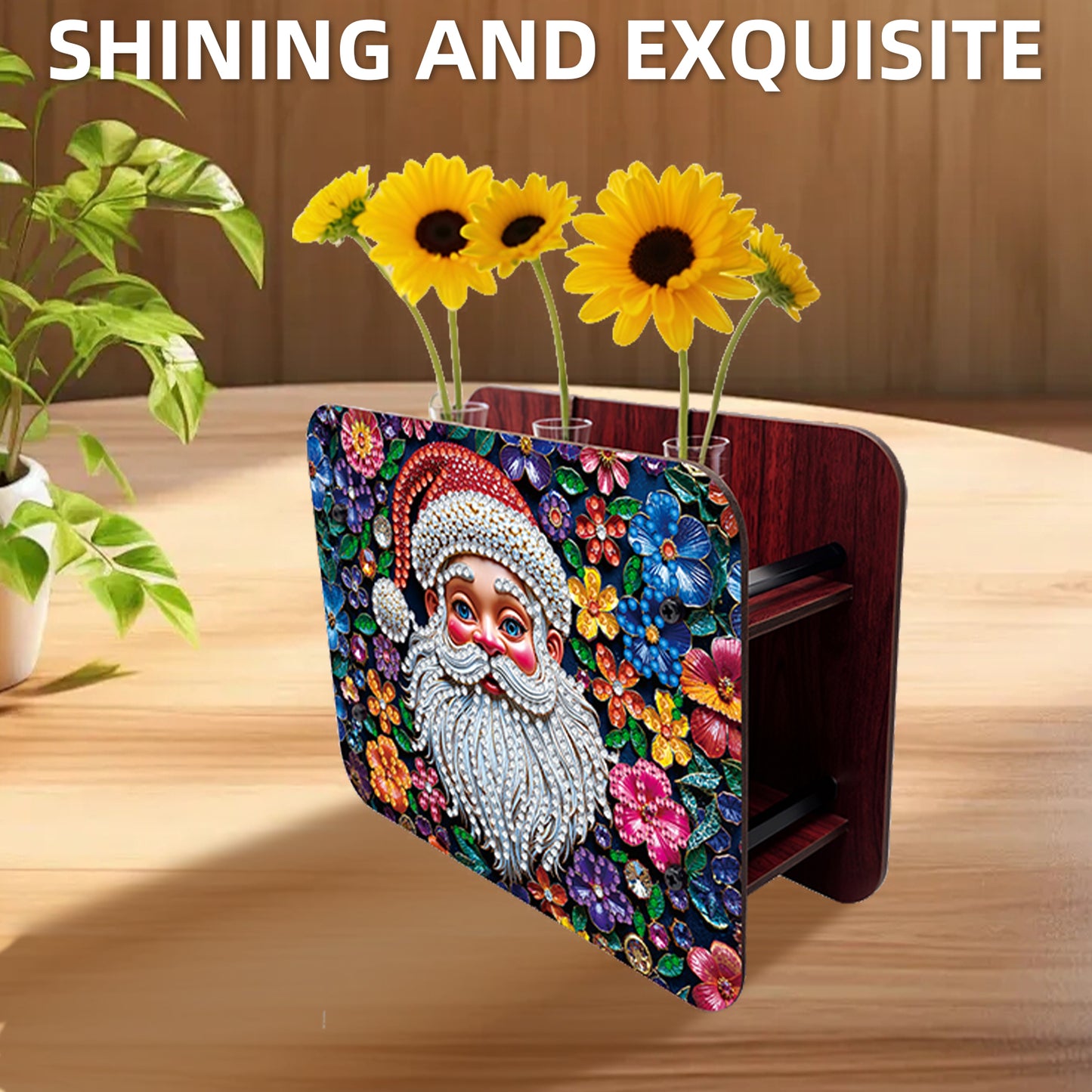 Santa Claus DIY Diamond Painting Wooden Tube Vase for Adults Gift Home Decor