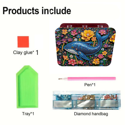 Gem Dolphin DIY Diamond Painting Wooden Tube Vase for Adults Gift Home Decor