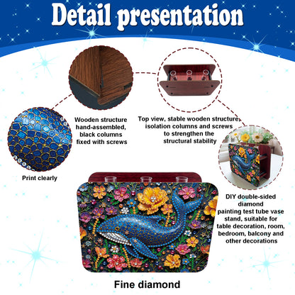 Gem Dolphin DIY Diamond Painting Wooden Tube Vase for Adults Gift Home Decor