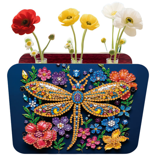 Gem Dragonfly DIY Diamond Painting Wooden Tube Vase for Adults Gift Home Decor