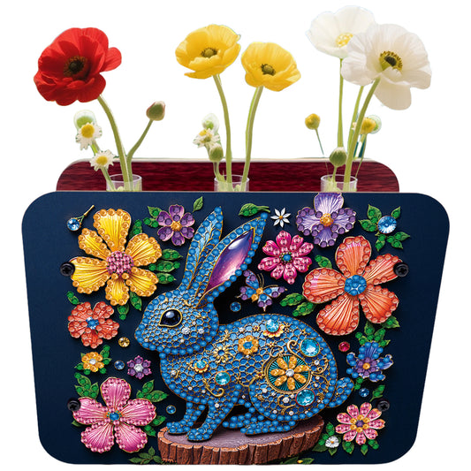 Gem Rabbit DIY Diamond Painting Wooden Tube Vase for Adults Gift Idea Home Decor