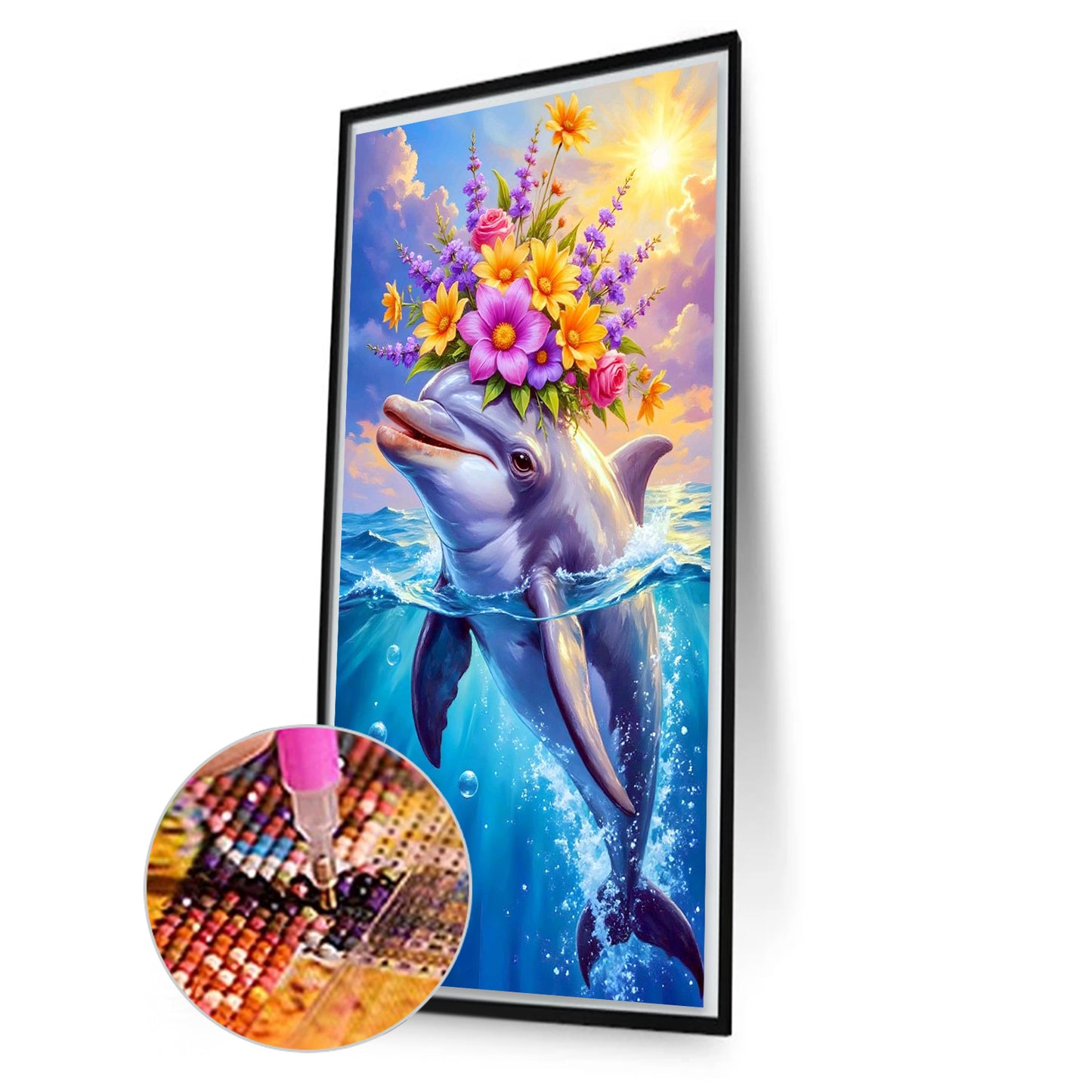 Dolphins And Flowers - Full Round Drill Diamond Painting 40*70CM