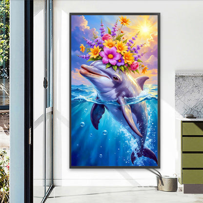 Dolphins And Flowers - Full Round Drill Diamond Painting 40*70CM