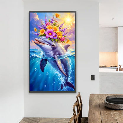 Dolphins And Flowers - Full Round Drill Diamond Painting 40*70CM