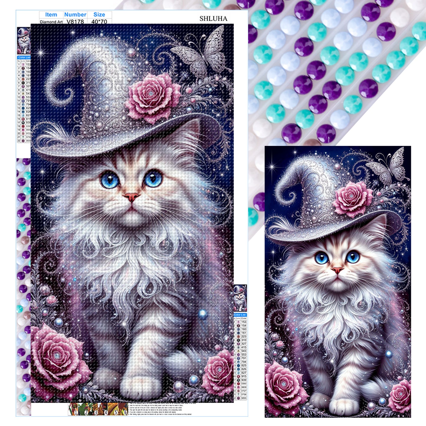 Cat - Full Round Drill Diamond Painting 40*70CM