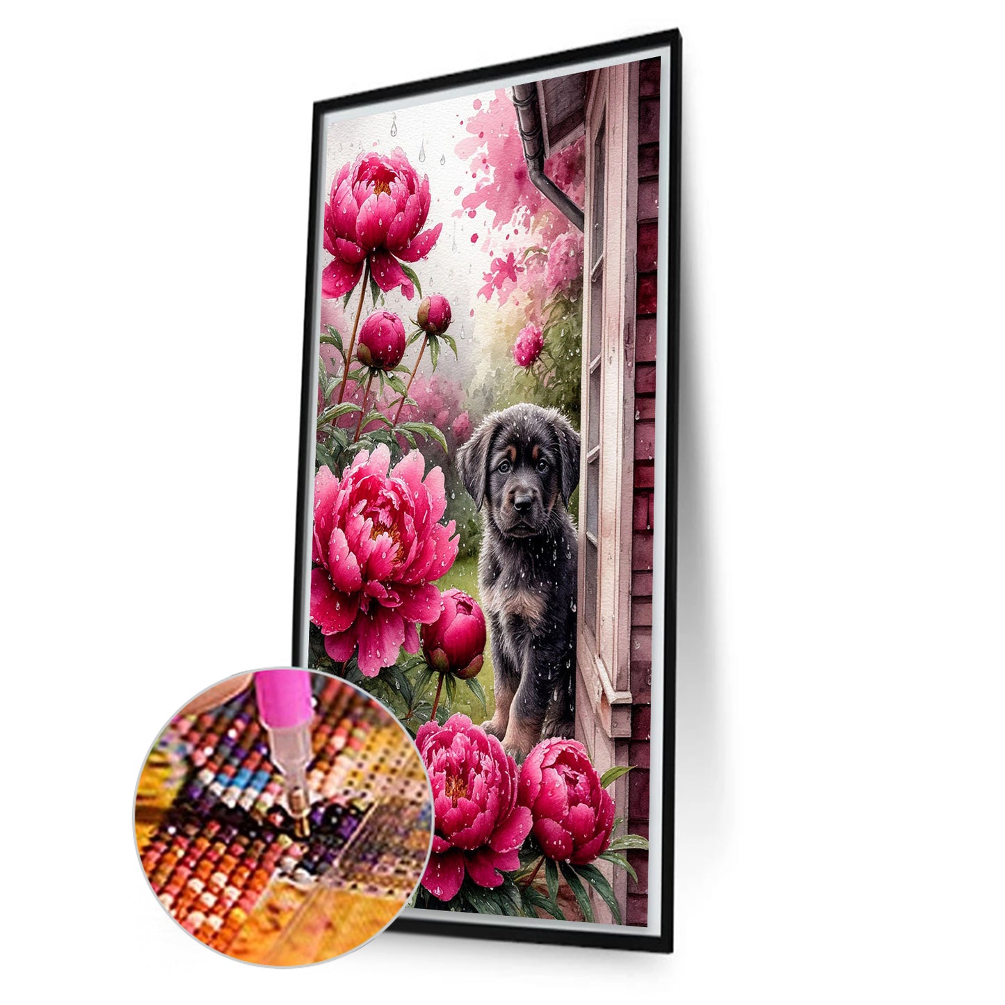 Dogs And Flowers - Full Round Drill Diamond Painting 40*70CM
