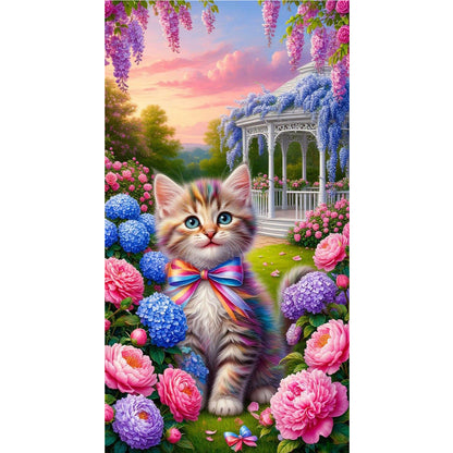Cat In The Garden - Full Round Drill Diamond Painting 40*70CM