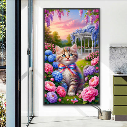 Cat In The Garden - Full Round Drill Diamond Painting 40*70CM