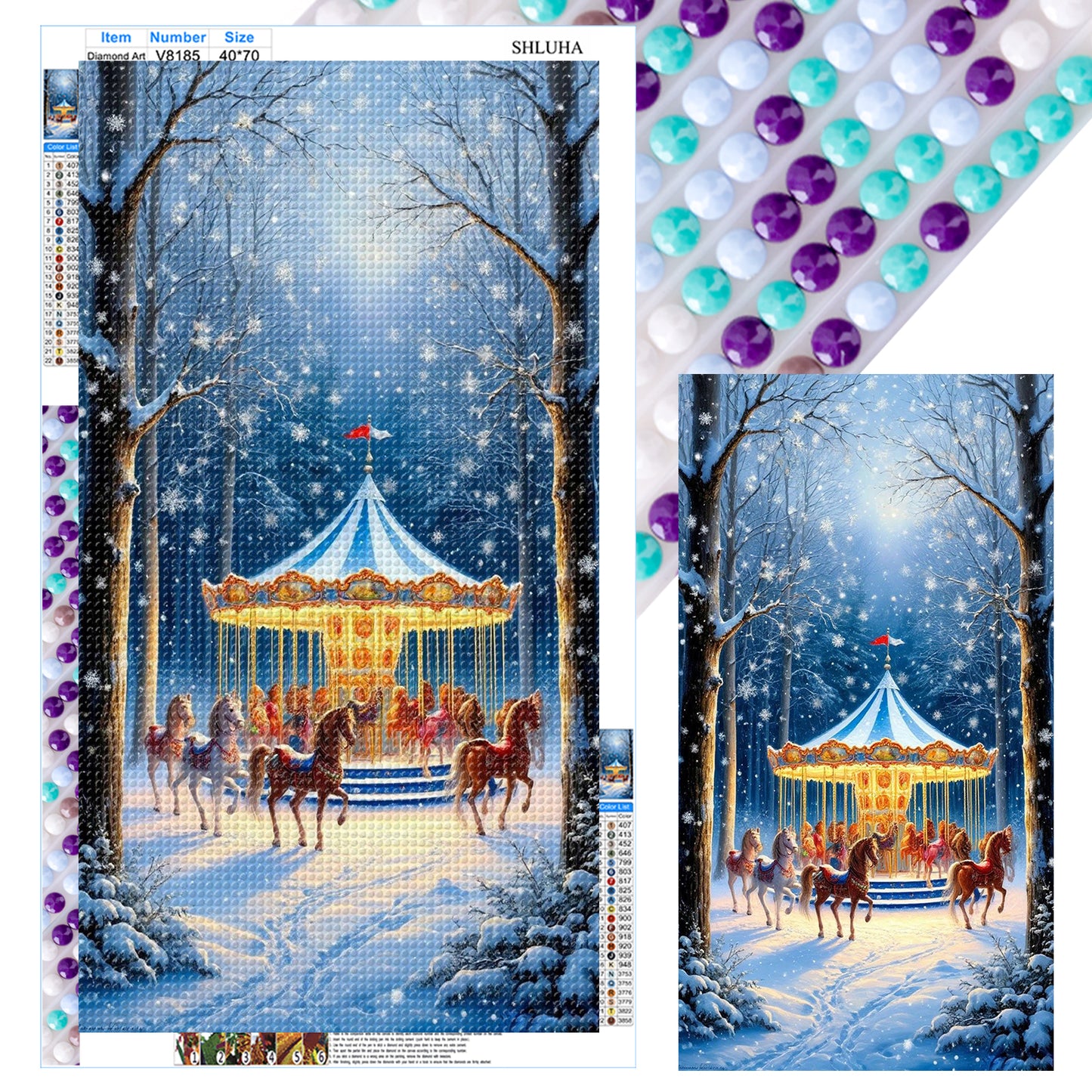 Snowy Carousel - Full Round Drill Diamond Painting 40*70CM