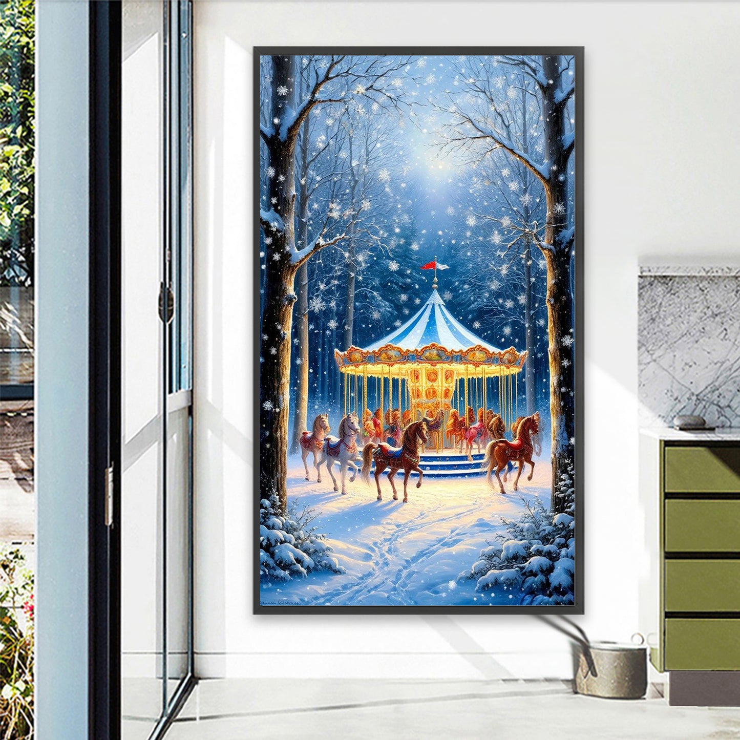 Snowy Carousel - Full Round Drill Diamond Painting 40*70CM