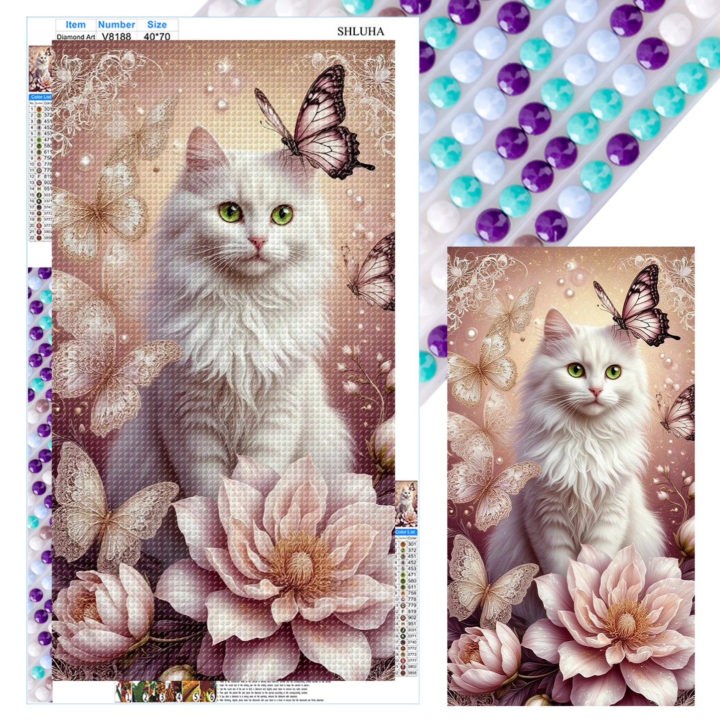 Flowers And Cats - Full Round Drill Diamond Painting 40*70CM