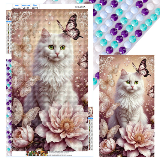 Flowers And Cats - Full Round Drill Diamond Painting 40*70CM