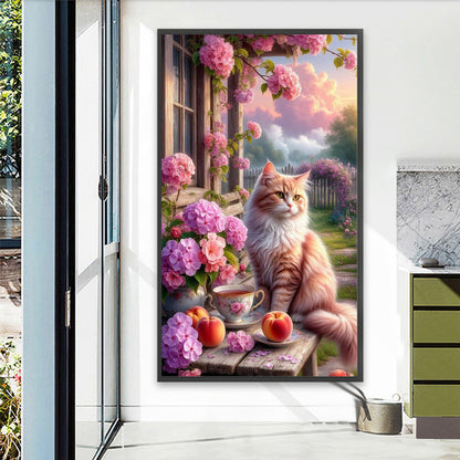 Flowers And Cats - Full Round Drill Diamond Painting 40*70CM