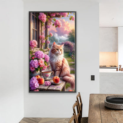 Flowers And Cats - Full Round Drill Diamond Painting 40*70CM