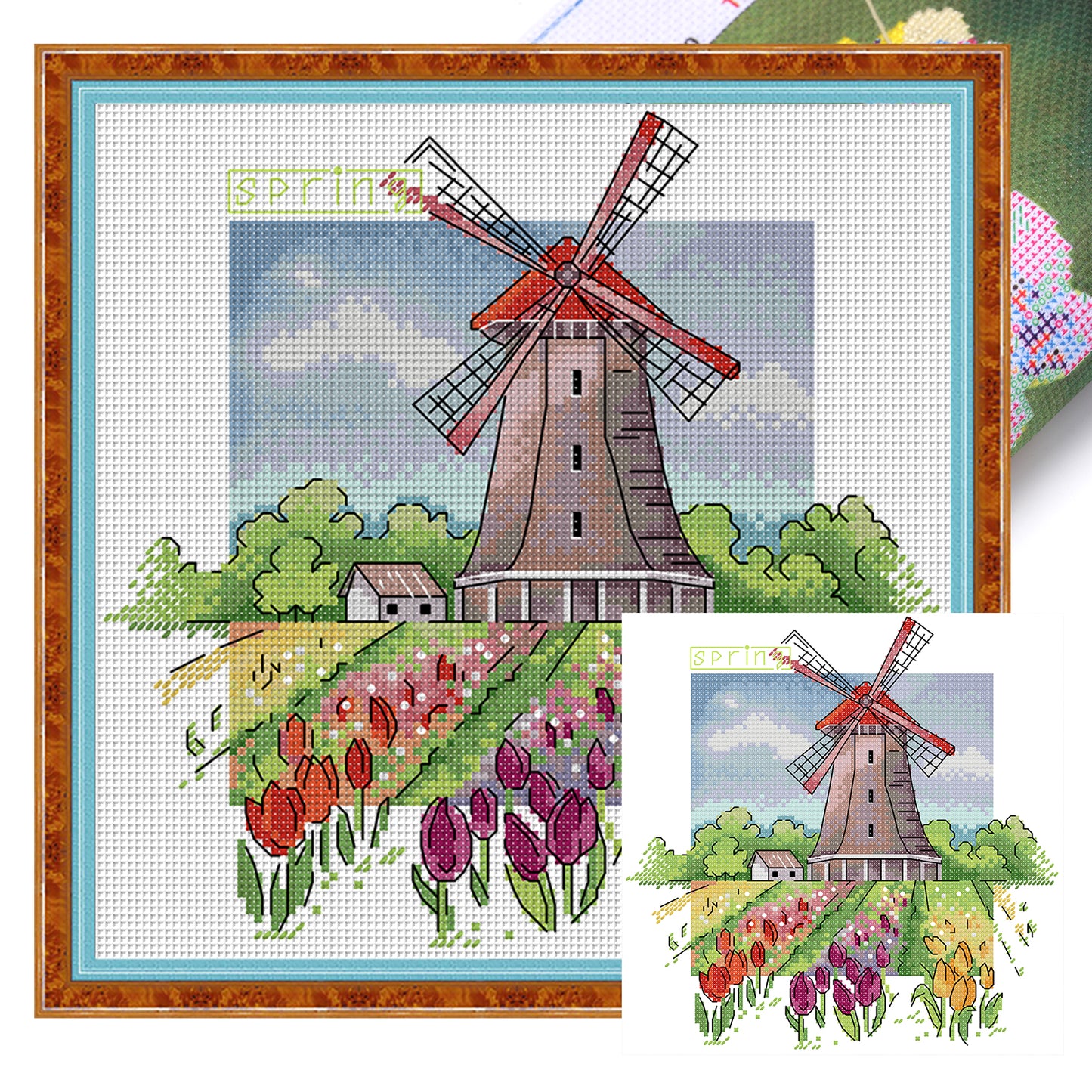 Spring - 14CT Stamped Cross Stitch 26*26CM (Joy Sunday)