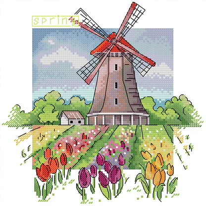 Spring - 14CT Stamped Cross Stitch 26*26CM (Joy Sunday)
