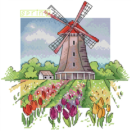 Spring - 14CT Stamped Cross Stitch 26*26CM (Joy Sunday)