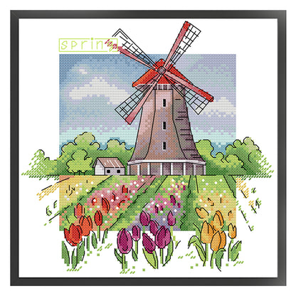 Spring - 14CT Stamped Cross Stitch 26*26CM (Joy Sunday)
