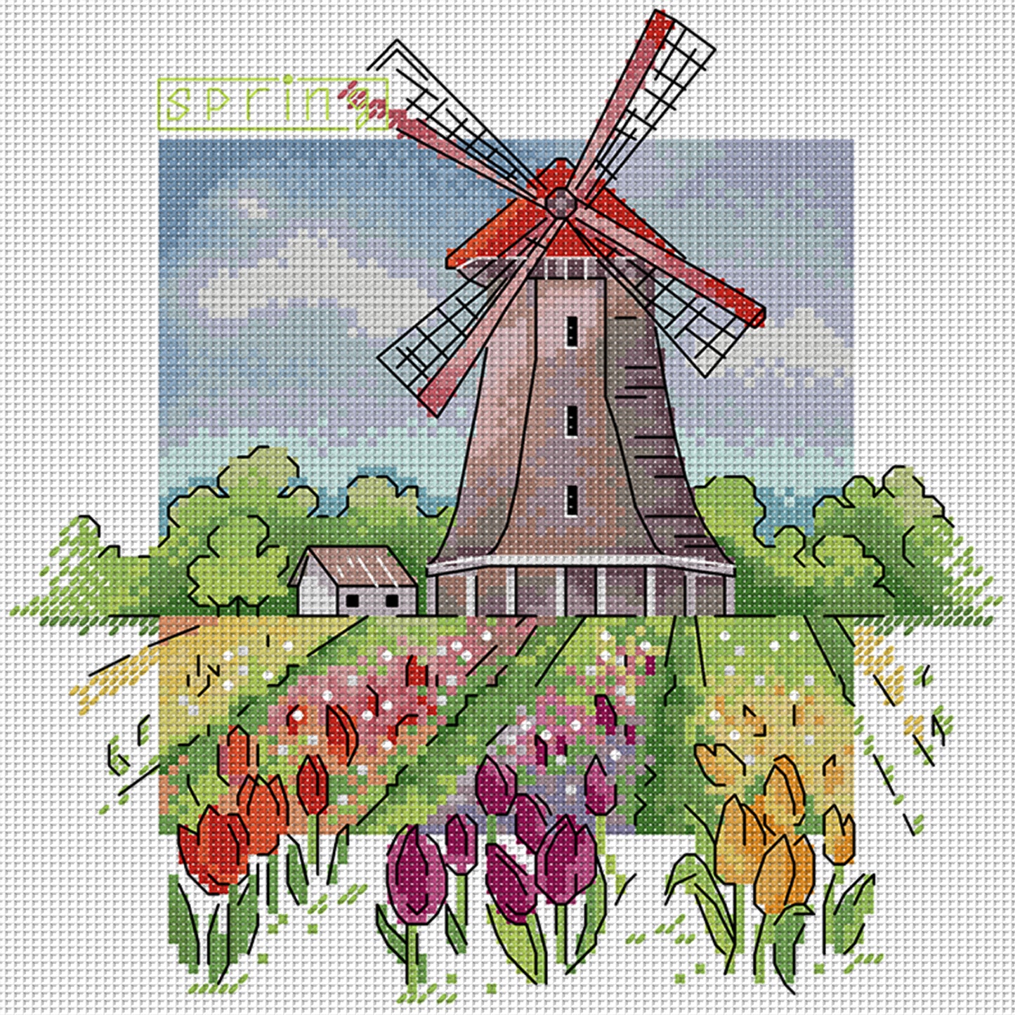 Spring - 14CT Stamped Cross Stitch 26*26CM (Joy Sunday)