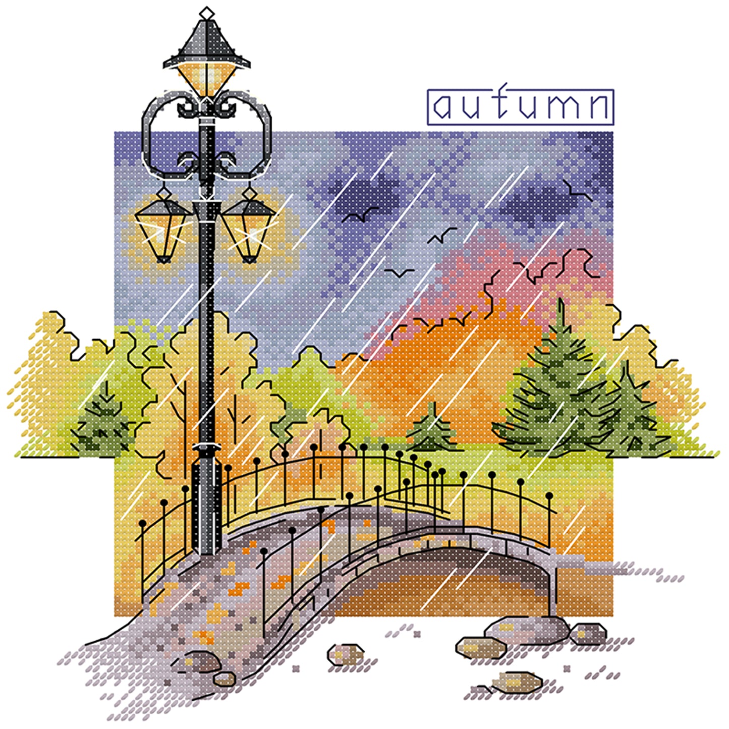 Autumn - 14CT Stamped Cross Stitch 26*26CM (Joy Sunday)