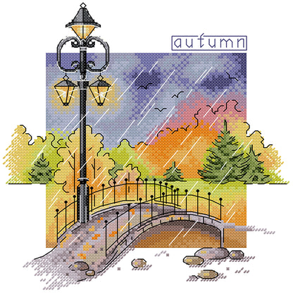 Autumn - 14CT Stamped Cross Stitch 26*26CM (Joy Sunday)
