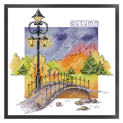 Autumn - 14CT Stamped Cross Stitch 26*26CM (Joy Sunday)