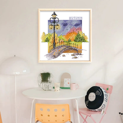 Autumn - 14CT Stamped Cross Stitch 26*26CM (Joy Sunday)