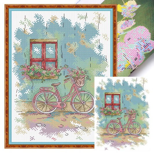 Bicycle - 14CT Stamped Cross Stitch 26*33CM (Joy Sunday)