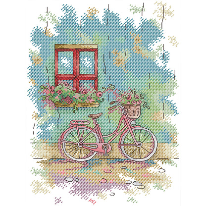 Bicycle - 14CT Stamped Cross Stitch 26*33CM (Joy Sunday)