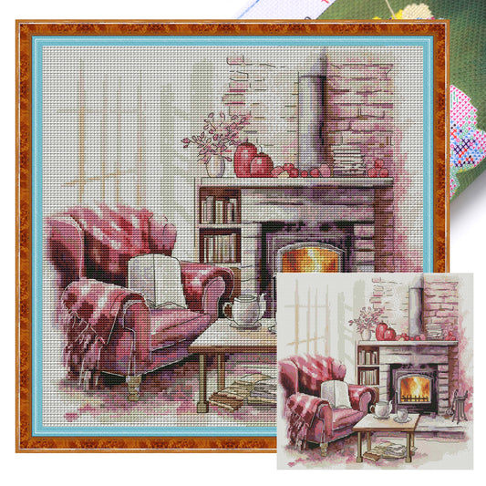 Warm Home - 14CT Stamped Cross Stitch 37*37CM (Joy Sunday)