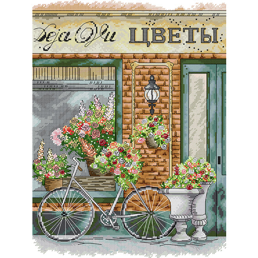 Flower Shop Five - 14CT Stamped Cross Stitch 33*43CM (Joy Sunday)