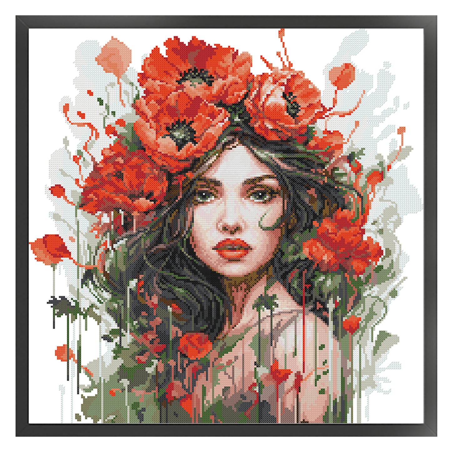 Girl Wearing Carnations - 14CT Stamped Cross Stitch 44*45CM (Joy Sunday)