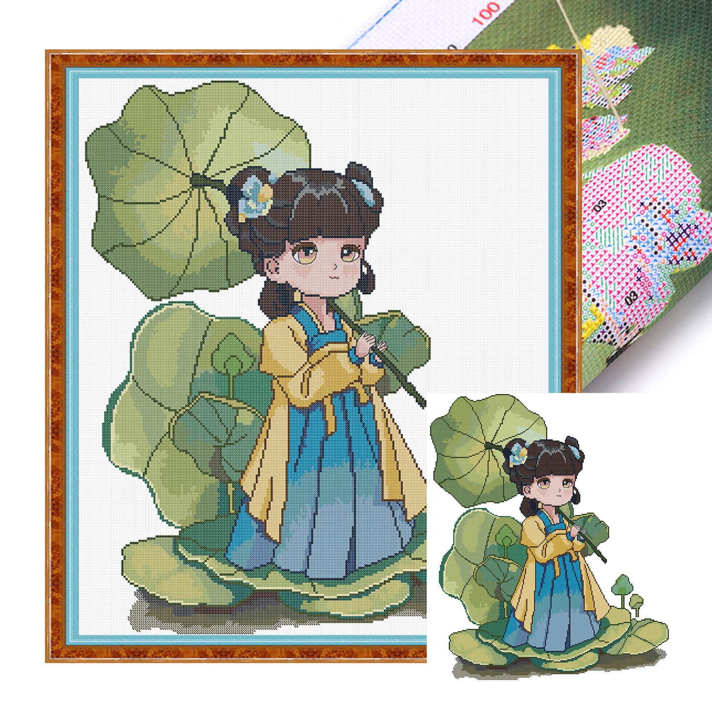 Lotus Charm - 14CT Stamped Cross Stitch 48*53CM (Joy Sunday)