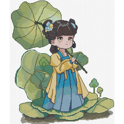 Lotus Charm - 14CT Stamped Cross Stitch 48*53CM (Joy Sunday)