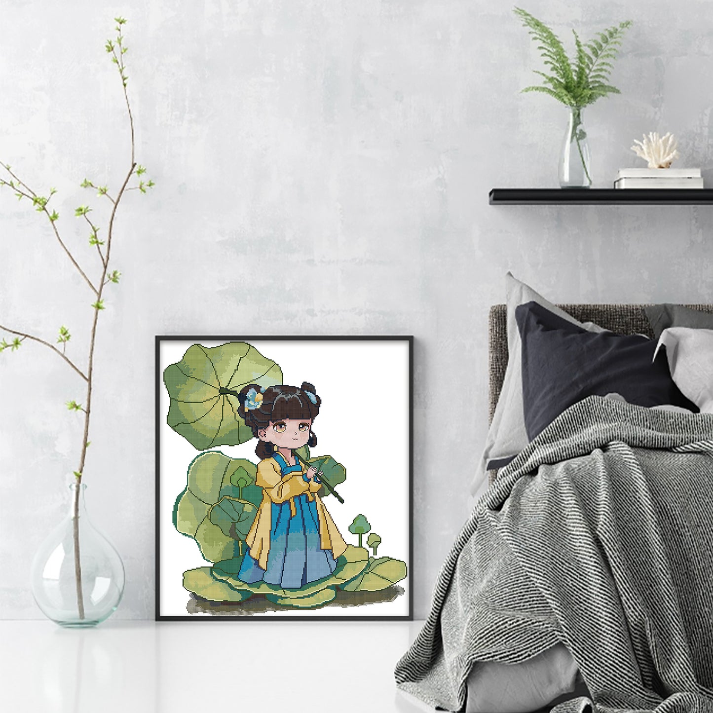 Lotus Charm - 14CT Stamped Cross Stitch 48*53CM (Joy Sunday)