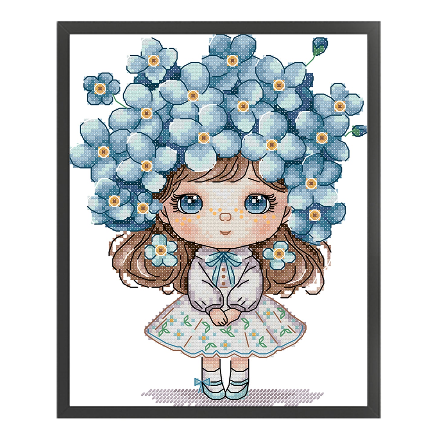 Girl With Forget-Me-Nots - 14CT Stamped Cross Stitch 20*26CM (Joy Sunday)