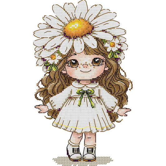 Girl With Chamomiles - 14CT Stamped Cross Stitch 16*26CM (Joy Sunday)