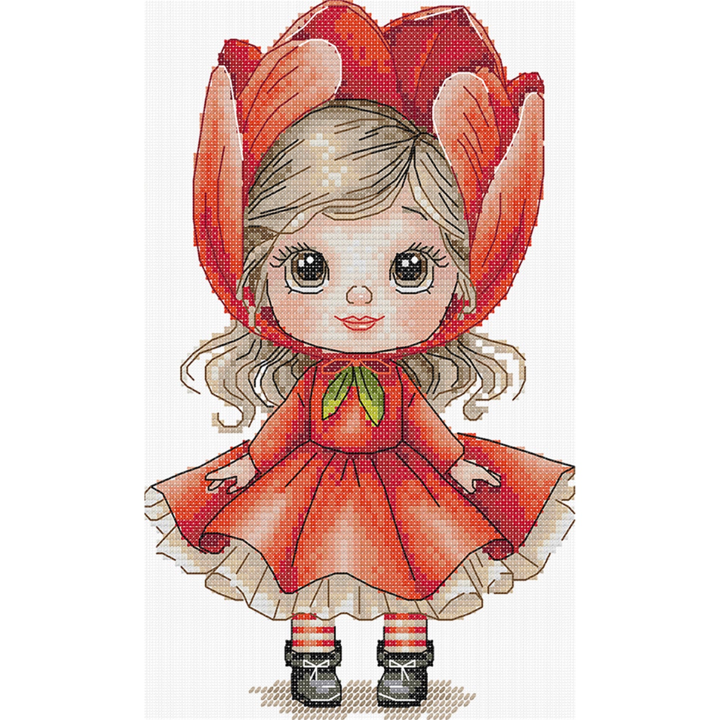 Girl With Tulips - 14CT Stamped Cross Stitch 17*27CM (Joy Sunday)